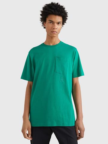 Férfi Tommy Hilfiger Pocket Póló Zöld | HU 849CTV